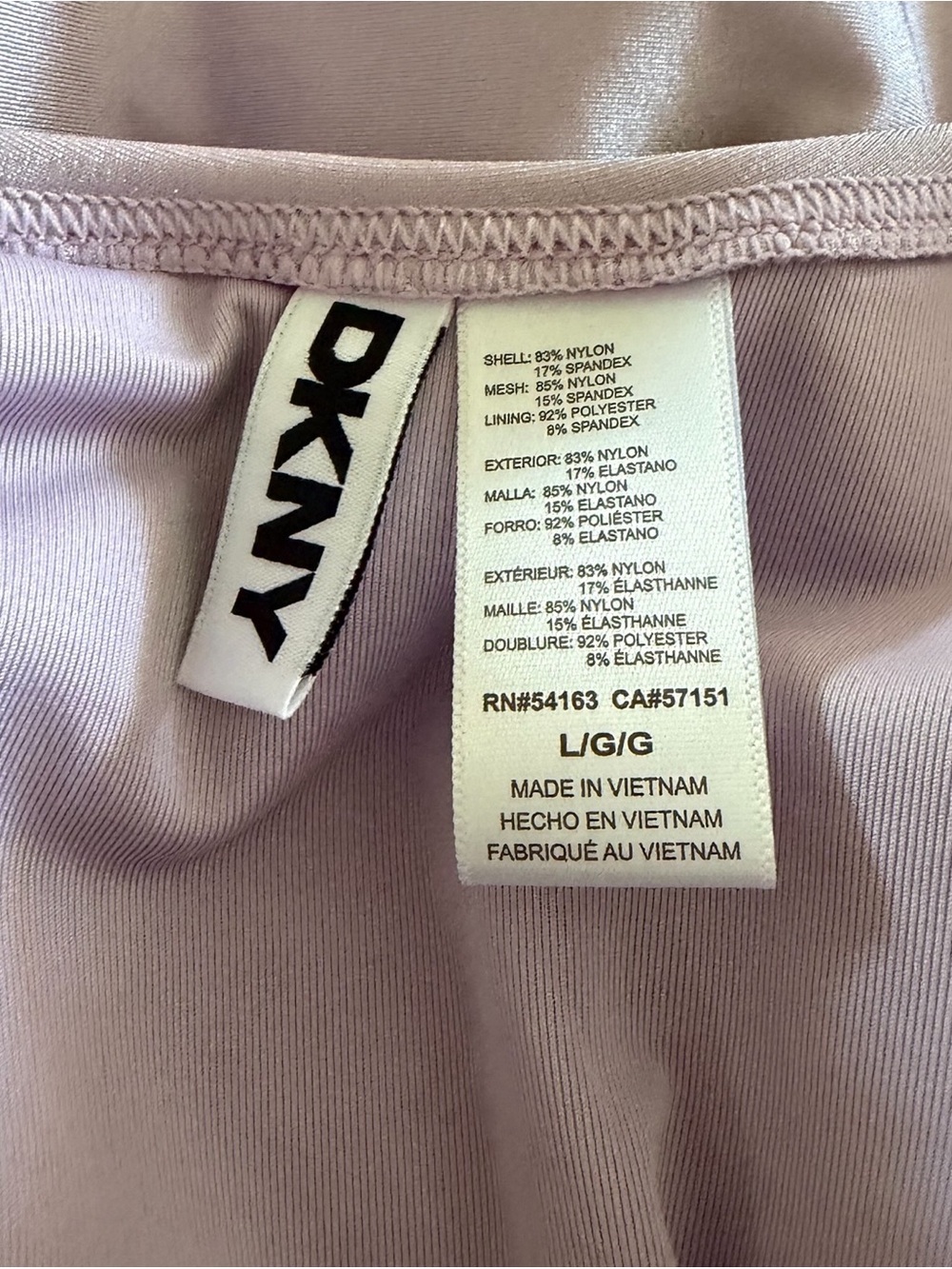 Dkny Womens Shirred Bandeau Swimsuit light purple New L - Picture 3 of 4
